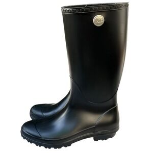 UGG Shaye Rain Boots Womens Size 9 Black Waterproof Rubber Tall Winter Shoes